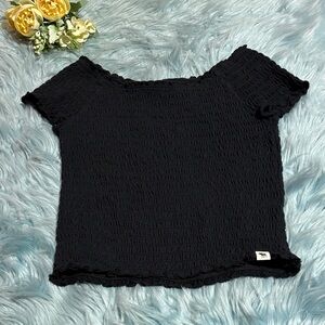 Abercrombie Kids Black Smocked Short Sleeve Top sz 11/12